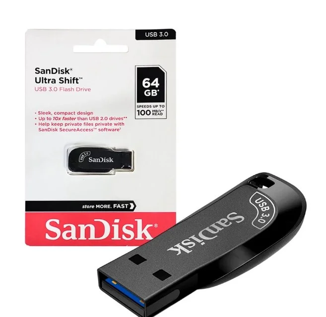 Pen Drive Usb 3.0 Sandisk 64 Gb Z410 Ultra Shift - Cod: 4513